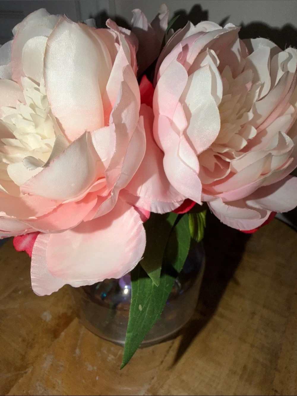 Pink Artificial Peony Bouquet in Glass Vase - Home Accents